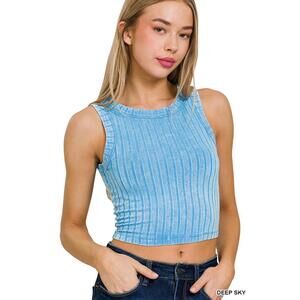 Zenana Ribbed Buttery Soft Tank Crop Top